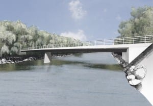 Die Visualisierung des Neubaus Brücke Rathausen. Bild zvg
