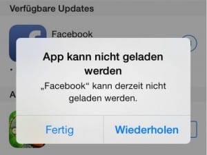 fehlermeldung facebook