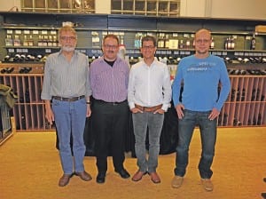 Der aktuelle Vorstand mit Aktuar Bernhard Kocherhans, Kassier Markus Aregger, Präsident David Emmenegger und Materialverwalter Patrick Schnyder. Nicht auf dem Bild: Vizepräsident Ralph Koller. Bild zVg.