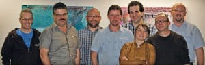 Der neu gewählte Vorstand (v.l.): Stephan Towli, Hansruedi Boner, Kari Rogenmoser, David Habermacher, Simon Amrein, Petra Pollinger, Markus Gaugler und Benno Wespi. Auf dem Bild fehlt Marcel Jossi. Bild zVg.