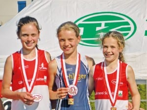 Innerschweizer Staffelmeister bei den U14 Mädchen: Fabienne Britschgi (Audacia Hochdorf), Jana Höhn (TV Inwil) und Lorena Zappa (TV Inwil).