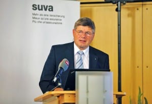 Der neue Verwaltungsratspräsident Markus Dürr bei der Bilanzmedienkonferenz der Suva in Luzern. Bild apimedia.