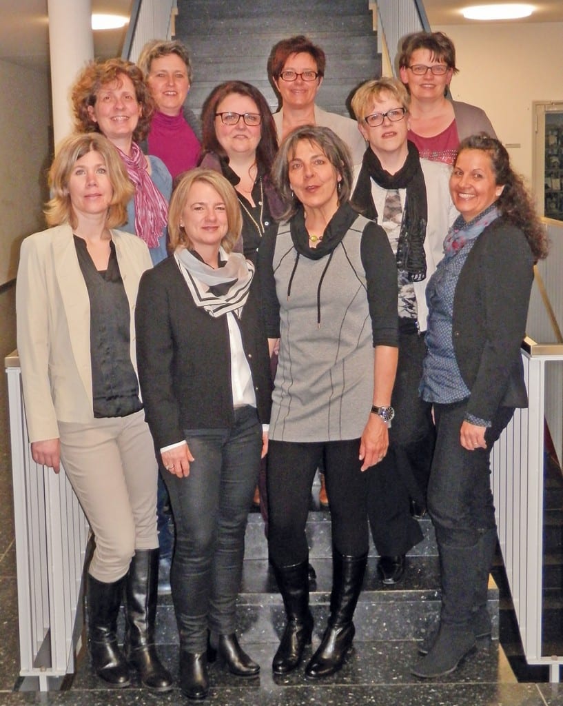 Die Vorstandsfrauen ab GV 2015: Mirjam Meyer, Martha Hofstetter, Yvonne Kaufmann, Monika Degen, Lisbeth Bühler und Monika Käch (hintere Reihe) sowie Miriam Jehle, Esther Korner und Gisela Ravicini (vorne).