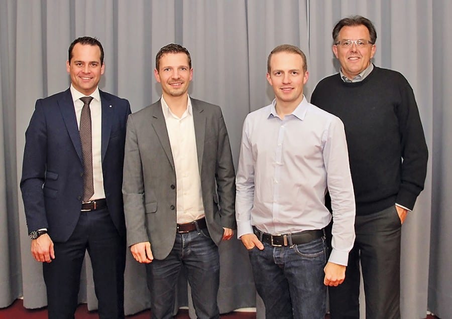 FDP-Ständeratskandidat Damian Müller, Florian Ulrich, Vorstand FDP Udligenswil, Kevin Hodel, Präsident FDP Udligenswil und FDP-Nationalrat  Peter Schilliger. Bild zVg.