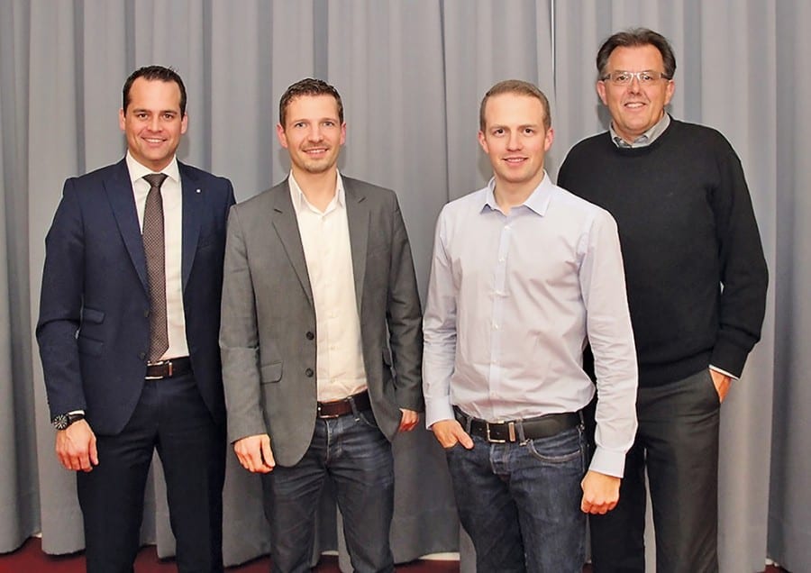 FDP-Ständeratskandidat Damian Müller, Florian Ulrich, Vorstand FDP Udligenswil, Kevin Hodel, Präsident FDP Udligenswil und FDP-Nationalrat Peter Schilliger. Bild zVg.