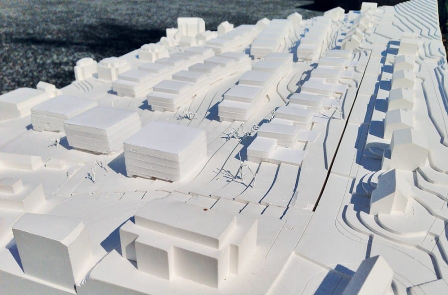 Der Bebauungsplan mit Modell für das Areal Obfildern liegt auf der Gemeinde Ebikon zur öffentlichen Mitwirkung auf. Bilder zVg.