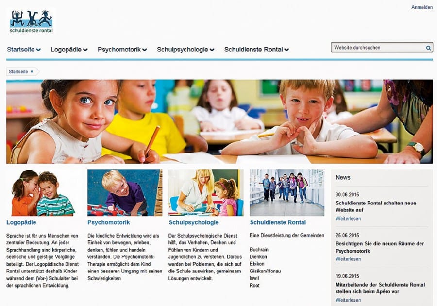 Die neue Website www.schuldienste-rontal.ch ist aufgeschaltet und zeigt die Dienstleistungen der Rontaler Gemeinden in der Logopädie, Psychomotorik und Schulpsychologie auf.