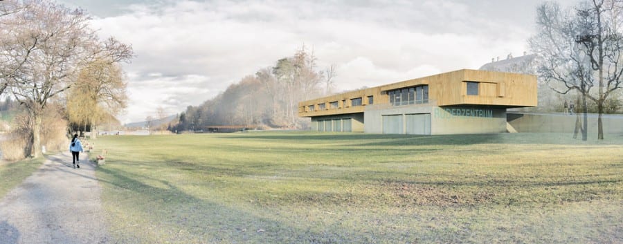 Visualisierung des Ruderzentrums am Rotsee.