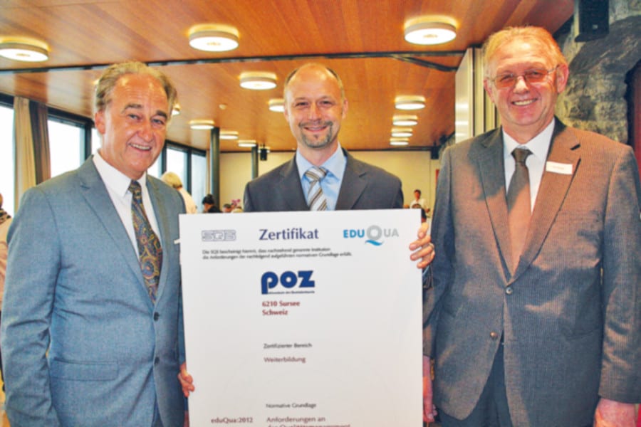 Sie repräsentieren die POZ: (v.l.) Präsident Josef Lindegger aus Kriens, der Administrative Leiter Adrian Häfeli aus Sursee und der Technische Leiter Hans Renggli aus Hochdorf. Bild apimedia.