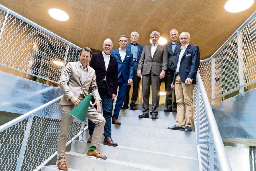 Vorstand und Baukommission Naturarena Rotsee (v.l.): Felix Howald, Urs Fankhauser, Hansruedi Berchtold, Heinz Schaller, René Fischer, Cédric Habermacher und  Urs Hunkeler. Bild Heinz Steimann.