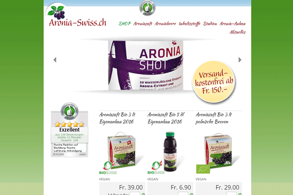 Im Online Shop gibt es verschiedene Produkte aus der gesunden Aroniabeere.