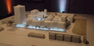 Modell des geplanten Quartiers «Qube» auf dem heutigen MParc Areal in Ebikon. Bild zVg.