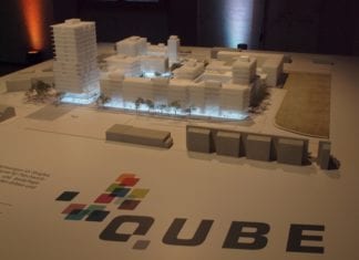 Modell des geplanten Quartiers «Qube» auf dem heutigen MParc Areal in Ebikon. Bild zVg.